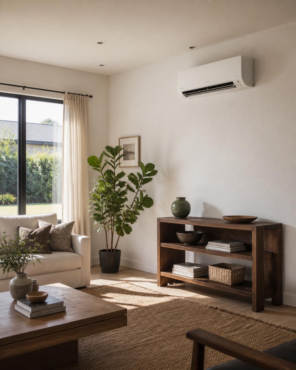 Wall-mounted heating and air-conditioning unit in a luxury Los Angeles home